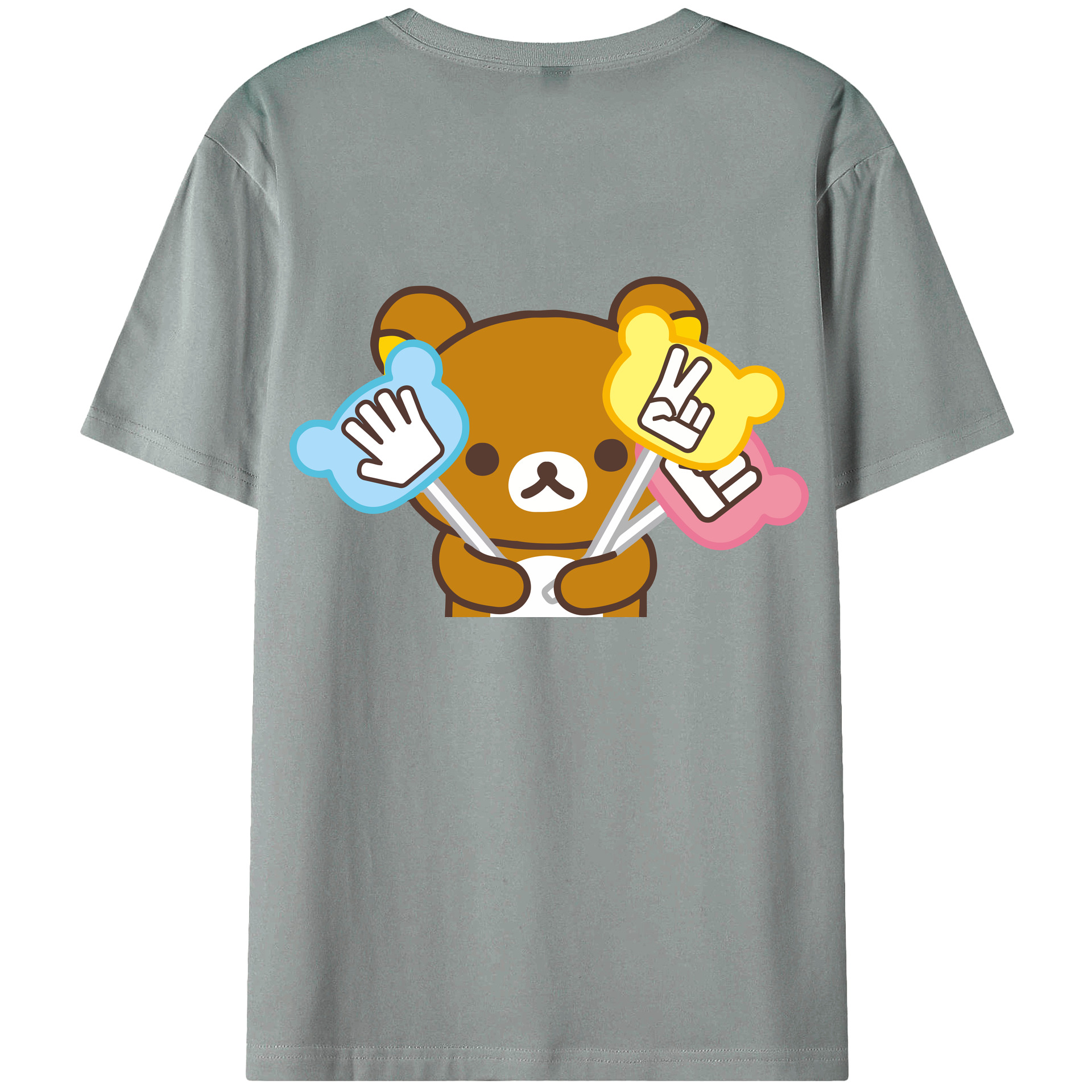 （画像用） リラックマ リラックマ キイロイトリ Rilakkuma Korilakkuma Kiiroitori 綿100％ メンズ半袖Tシャツ（バックプリント） 通気性